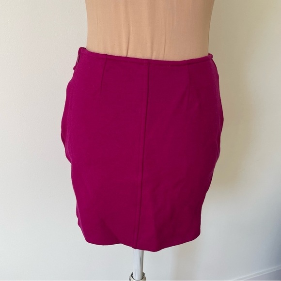 Diane Von Furstenberg Katinko Fuchsia Pink Pockets Wool Mini Skirt EUC Size 0 - Picture 3 of 6